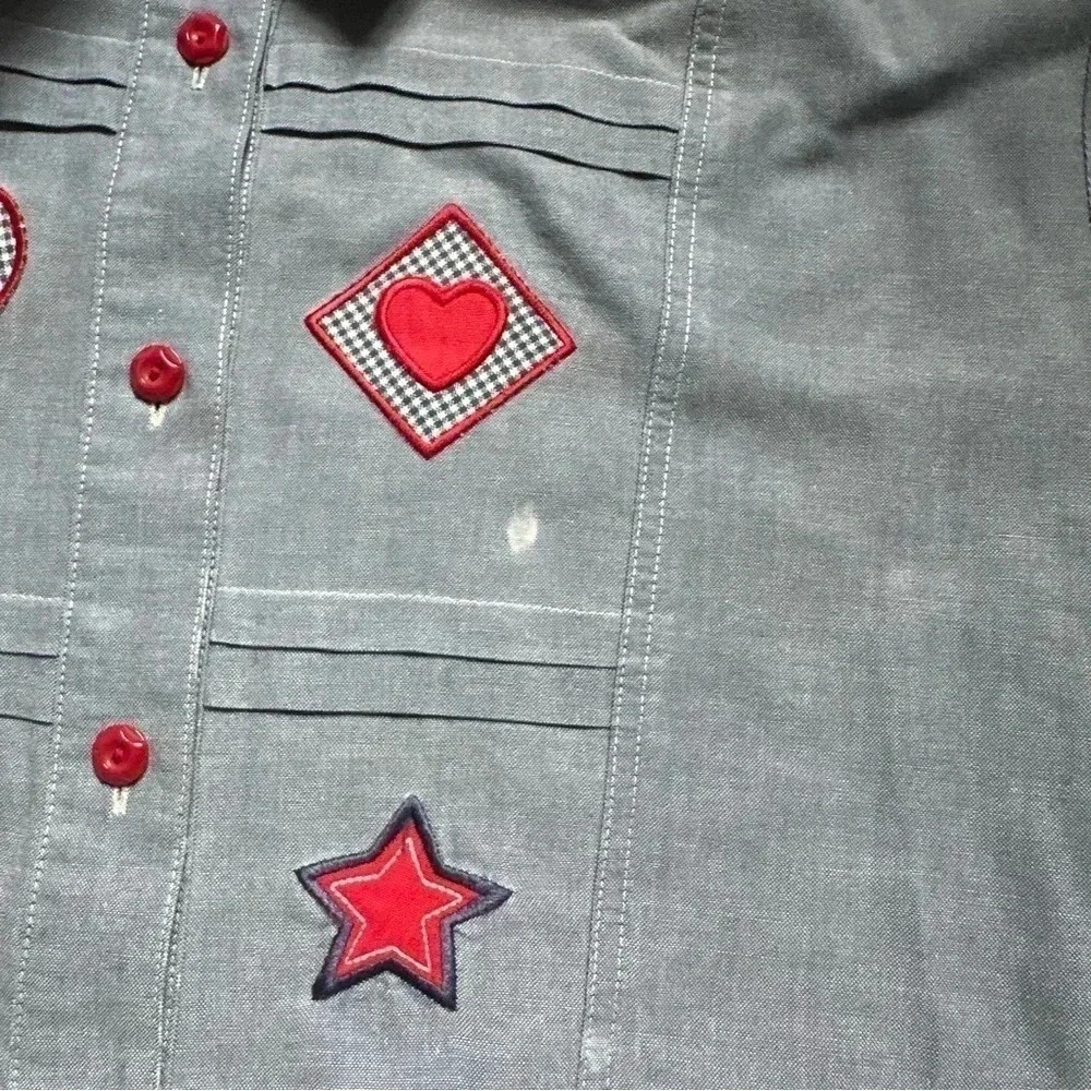 Napa Valley Chambray Heart ❤️ & Stars ⭐️ Top - Picture 5 of 7